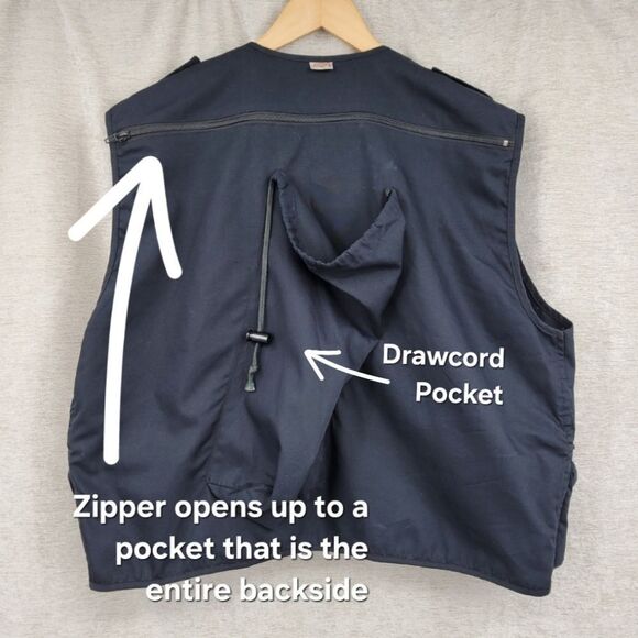 Bazooby Men's Navy Blue Tactical Hunting Fishing Hiking Vest Vintage - Picture 14 of 14
